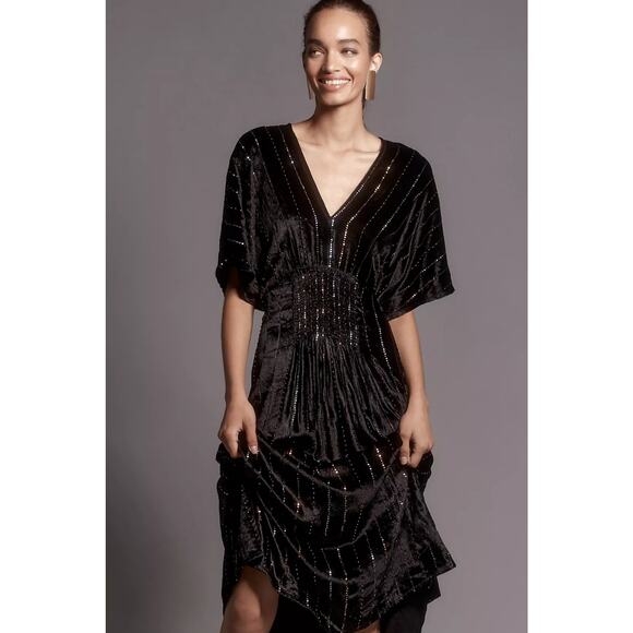 New Anthropologie The Tatiana Kaftan by Bl-nk: Velvet Edition $168 OS S/M/L - Picture 1 of 9